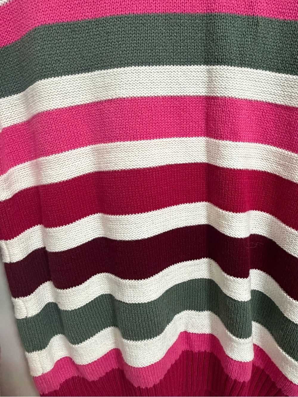LOFT Colorblock Striped Crewneck Sweater Petite Large Open Knit Drop Shoulder - Picture 2 of 10